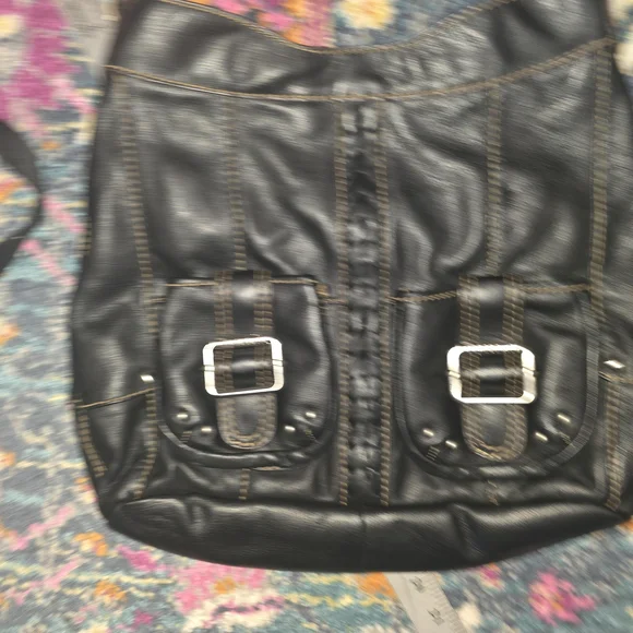 Tignanello Black Leather Bag with Buckle Details - Picture 2 of 5